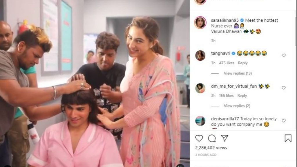 Coolie No 1: Sara Ali Khan introduces 'Hottest Nurse Ever Varun Dhawan' BTS video