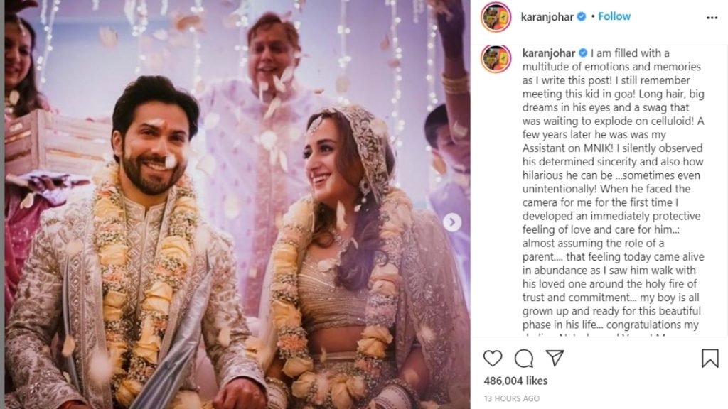 Varun and Natasha's Wedding: Karan Johar pens heartfelt note for newlyweds
